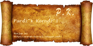 Parák Kornél névjegykártya